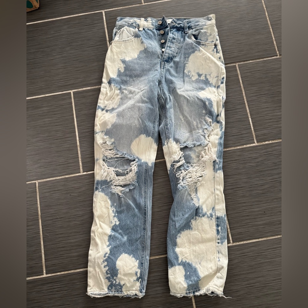 Blue and White Tie-Dye Distressed kancan Jeans size 25
